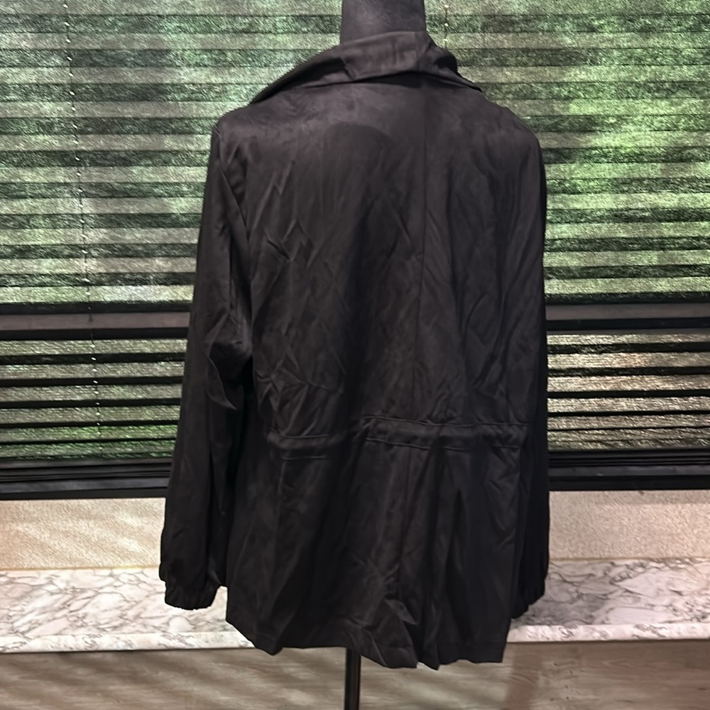 SHEIN Curve Women’s Black Waterfall Collar‎ Drawstring Waist Jacket 1XL NWT - Picture 9 of 10